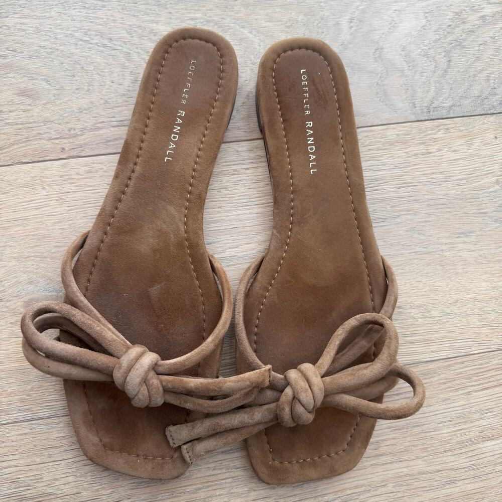 Loeffler Randall Hadley Brown Suede Leather Bow Flat Sandals size 9 - Picture 10 of 10